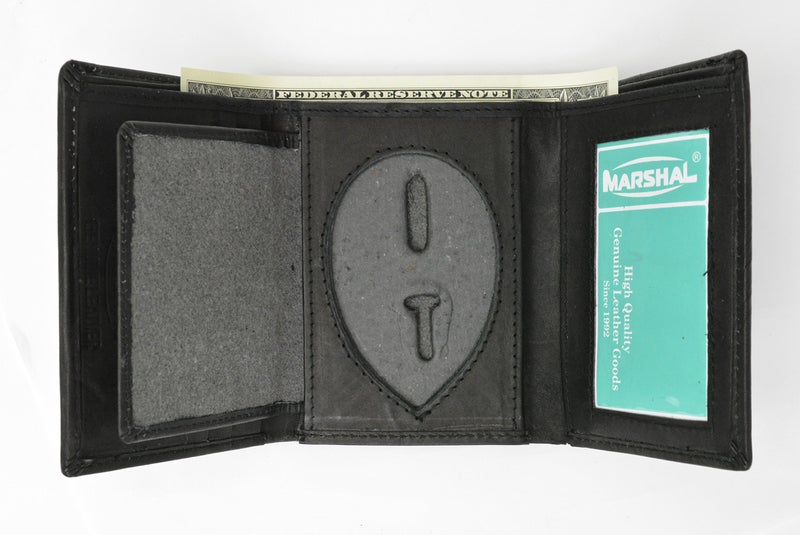 Marshal RFID Genuine Leather Trifold Badge Holder Wallet Black, Police Badge Holder - Image 4